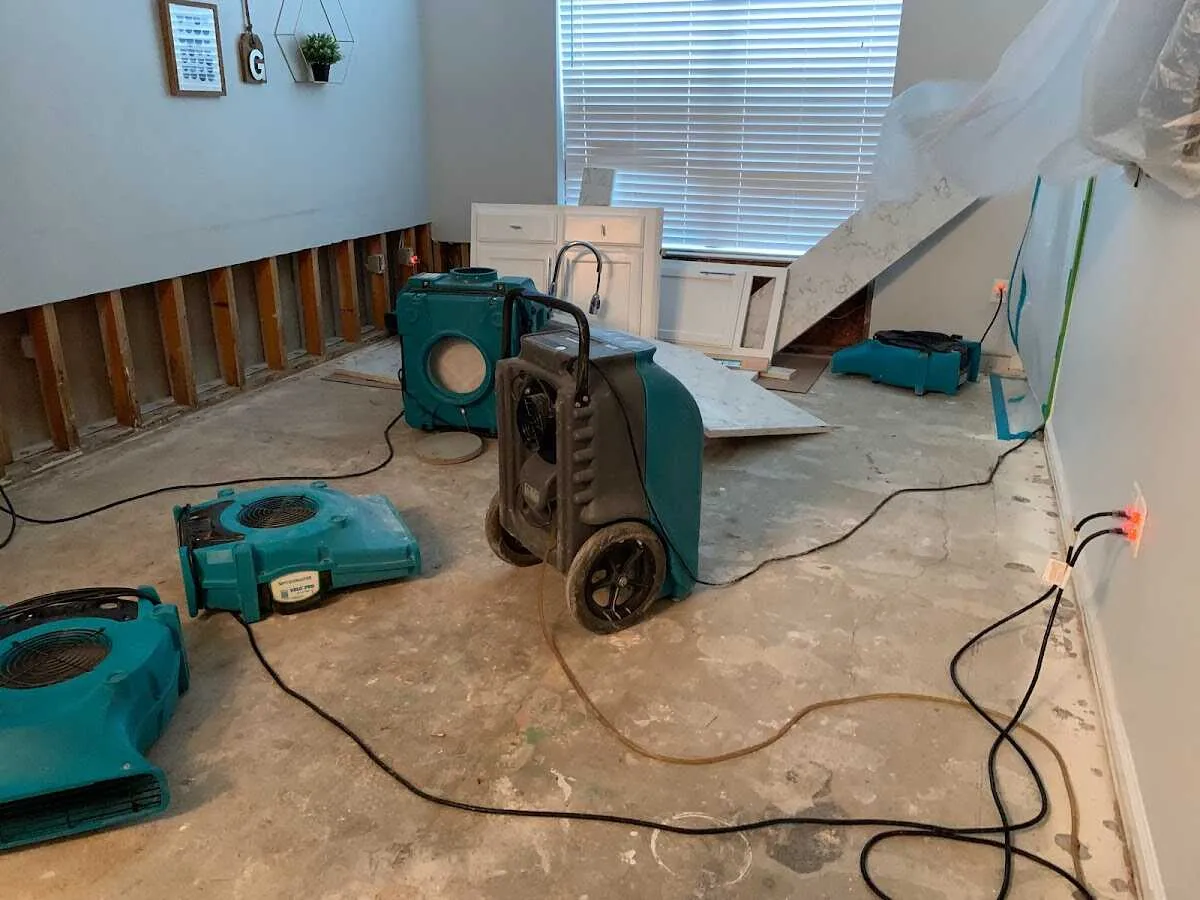 Dehumidifier in flood-cut room for Water Extraction & Removal in Rochester